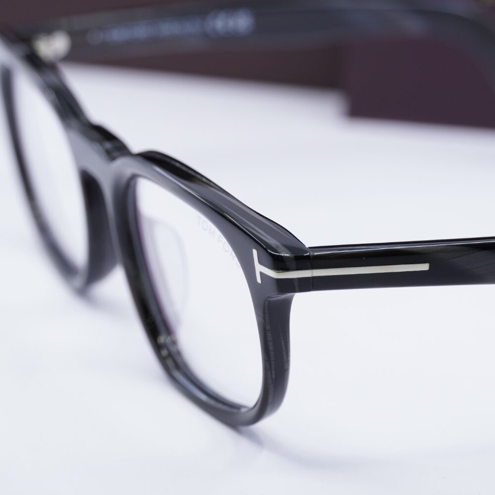 Tom Ford FT5930-D-B 063 Rectangle Eyeglasses 52mm - Black Horn /Blue Light Block - Picture 2 of 9